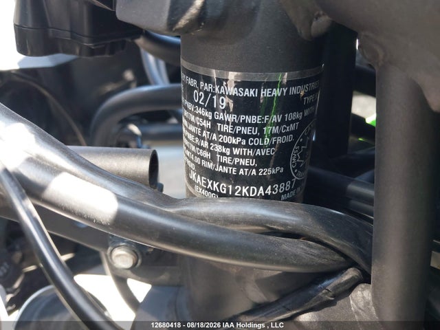 Kawasaki EX400 2019 JKAEXKG12KDA43887 Image 10