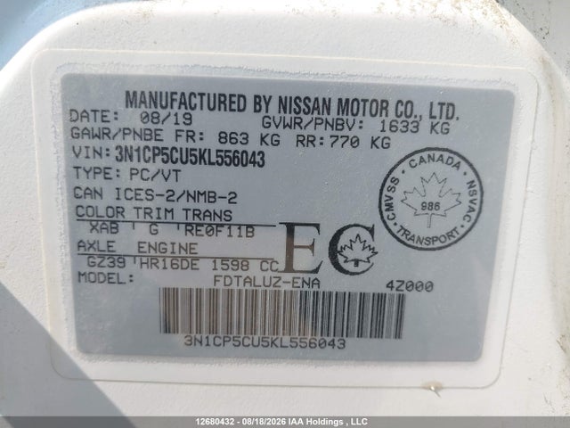 Nissan Kicks S/sr/sv 2019 3N1CP5CU5KL556043 Image 22