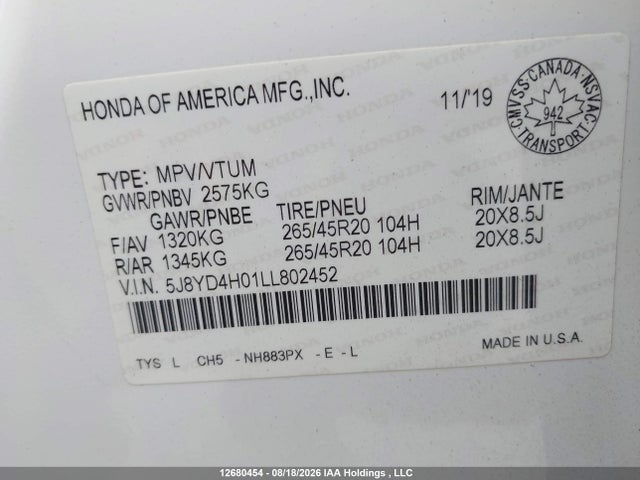 5J8YD4H01LL802452 Acura MDX A-SPEC