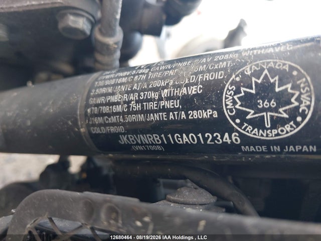 Aukcja sprzedaży 2016 Kawasaki Vn1700 B, vin: JKBVNRB11GA012346, numer aukcji: 12680464