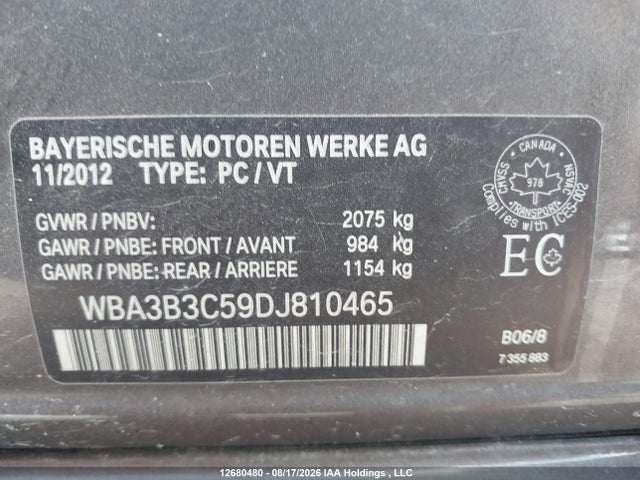 Aukcja sprzedaży 2013 Bmw 328i Xdrive/xdrive Classic Line, vin: WBA3B3C59DJ810465, numer aukcji: 12680480