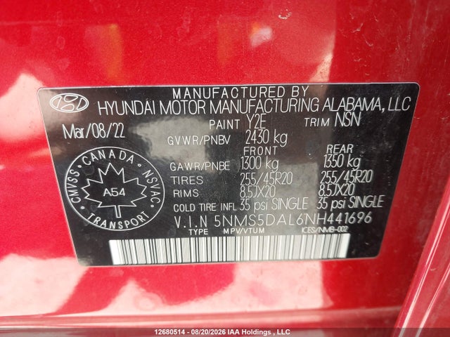 Hyundai Santa Fe Ultimate Calligraphy 2022 5NMS5DAL6NH441696 Image 9