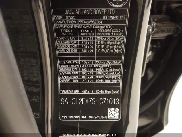 Продаж на аукціоні авто 2025 Land Rover Discovery Sport Dynamic Se 4wd, vin: SALCL2FX7SH371013, номер лоту: 12680531
