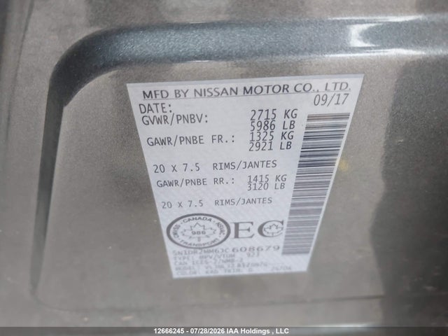 Aukcja sprzedaży 2018 Nissan Pathfinder Midnight Edition/platinum/s/sl Premium/sv Tech, vin: 5N1DR2MM6JC608679, numer aukcji: 12666245