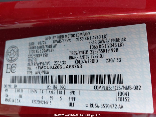 Ford Escape Platinum 2025 1FMCU9JZ0SUA66753 Image 17