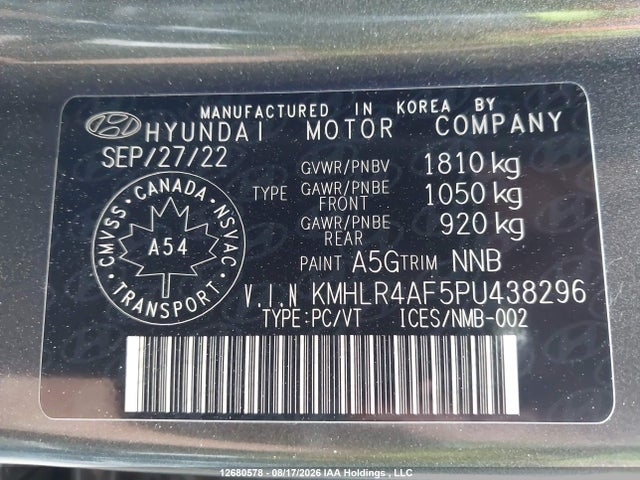 KMHLR4AF5PU438296 Hyundai Elantra