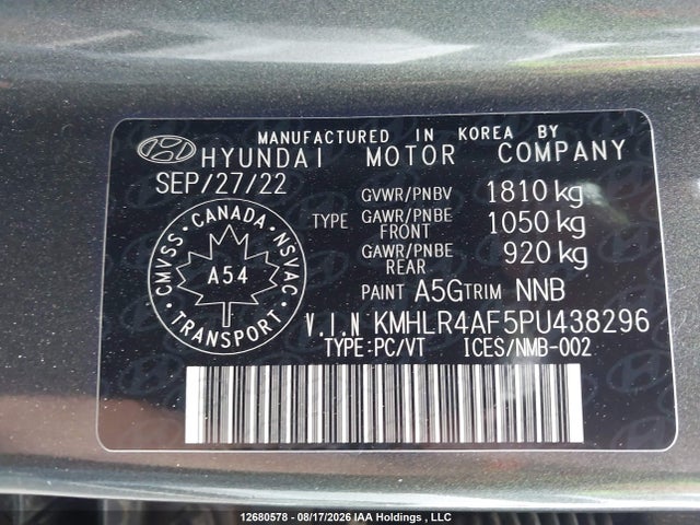 KMHLR4AF5PU438296 Hyundai Elantra