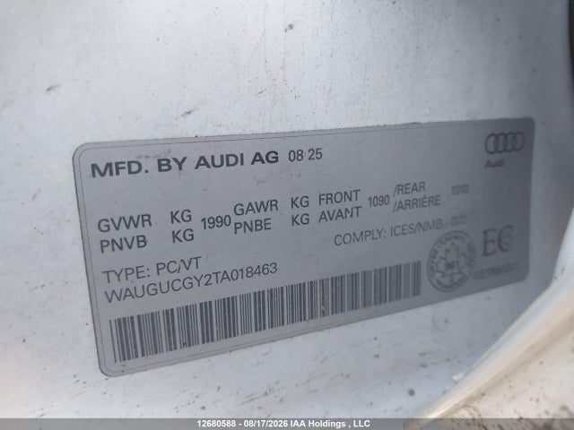 Продаж на аукціоні авто 2026 Audi A3 Premium/premium Plus, vin: WAUGUCGY2TA018463, номер лоту: 12680588