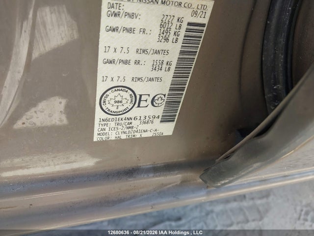 1N6ED1EK4NN613594 Nissan Frontier Pro-4x/sv