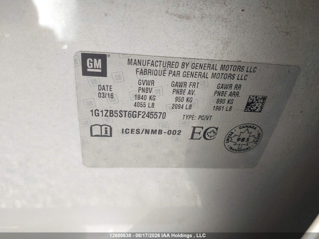 1G1ZB5ST6GF245570 Chevrolet Malibu