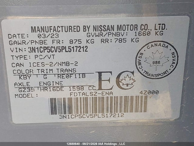 Nissan KICKS SV 2023 3N1CP5CV5PL517212 Image 9