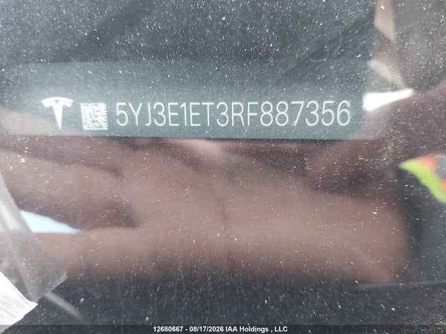 Продажа на аукционе авто 2024 Tesla Model 3, vin: 5YJ3E1ET3RF887356, номер лота: 12680667