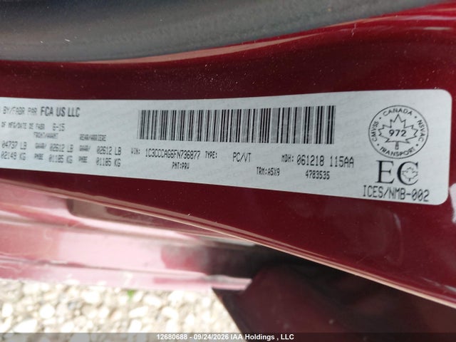 Aukcja sprzedaży 2015 Chrysler 200 Limited, vin: 1C3CCCAG6FN736877, numer aukcji: 12680688