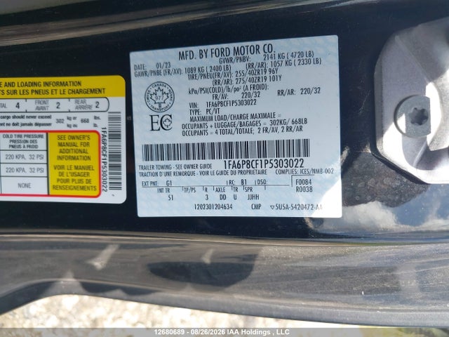1FA6P8CF1P5303022 Ford Mustang Gt Premium