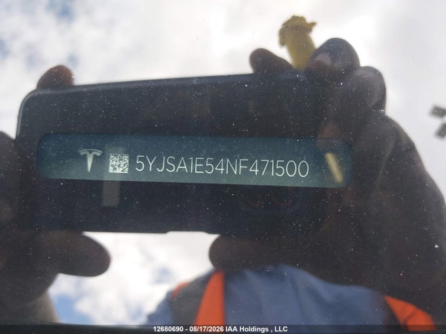 12680690 :رقم المزاد ، 5YJSA1E54NF471500 vin ، 2022 Tesla Model S Awd مزاد بيع