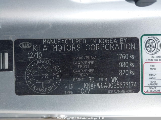 Aukcja sprzedaży 2011 Kia Forte Sx, vin: KNAFW6A30B5373174, numer aukcji: 12680735