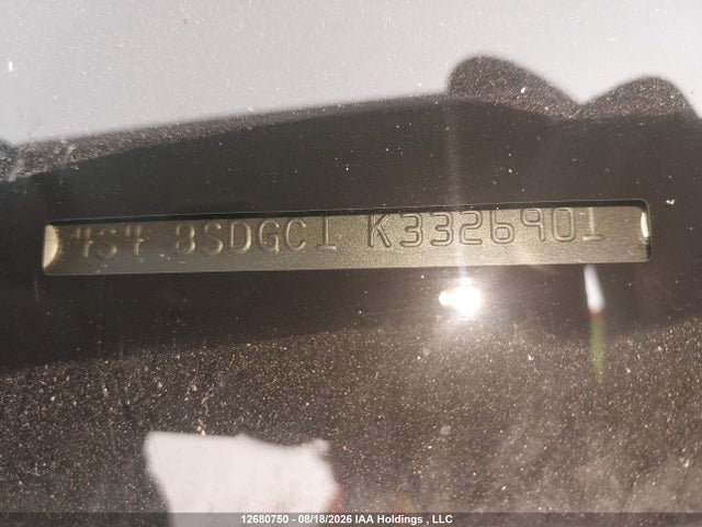 12680750 :رقم المزاد ، 4S4BSDGC1K3326901 vin ، 2019 Subaru Outback 2.5i Touring مزاد بيع