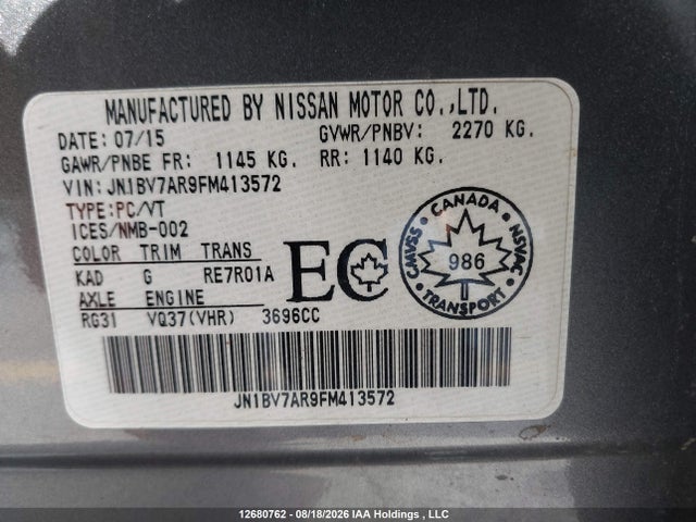 JN1BV7AR9FM413572 Infiniti Q50 SPORT