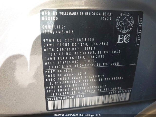Volkswagen TIGUAN S 2026 3VVBR7RM5TM018395 Image 9