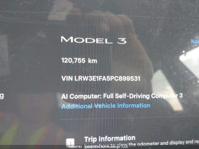 Aukcja sprzedaży 2023 Tesla Model 3 Rwd, vin: LRW3E1FA5PC899531, numer aukcji: 12680793