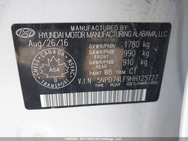 Hyundai ELANTRA SE 2017 5NPD74LF9HH125727 Image 9