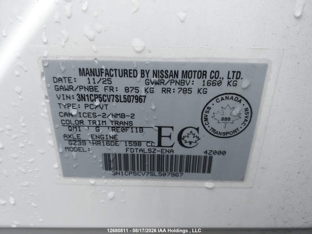2025 Nissan Kicks Play Sv მანქანა იყიდება აუქციონზე, vin: 3N1CP5CV7SL507967, აუქციონის ნომერი: 12680811