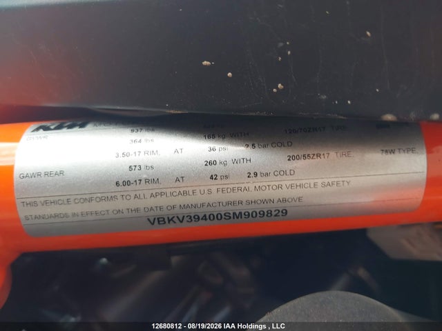 12680812 :رقم المزاد ، VBKV39400SM909829 vin ، 2025 Ktm 1290 Super Duke R مزاد بيع