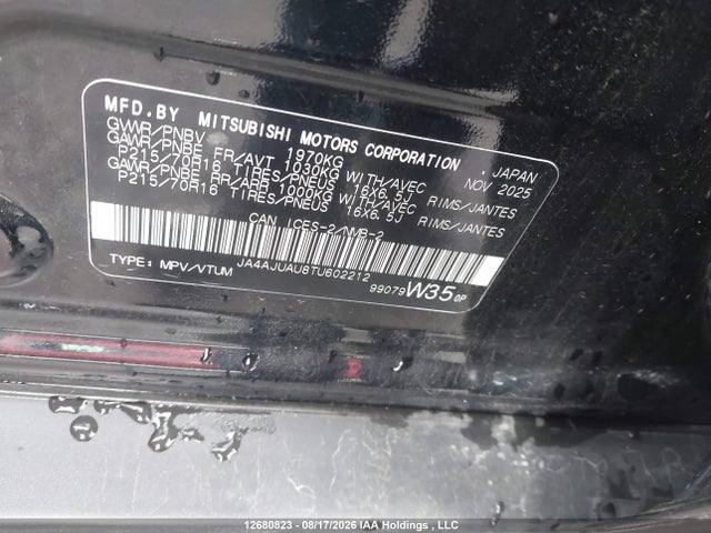 Aukcja sprzedaży 2026 Mitsubishi Rvr Es, vin: JA4AJUAU8TU602212, numer aukcji: 12680823
