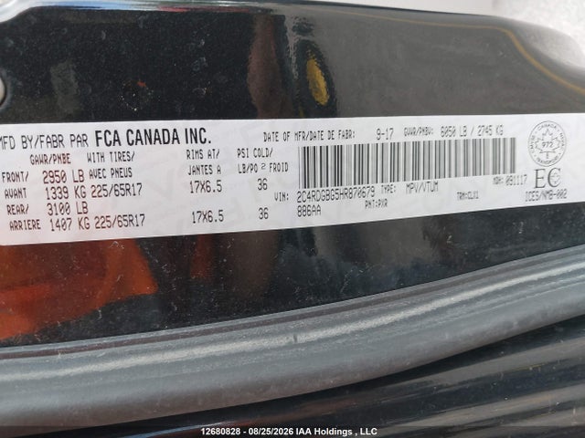 Aukcja sprzedaży 2017 Dodge Grand Caravan Cvp/sxt, vin: 2C4RDGBG5HR870679, numer aukcji: 12680828
