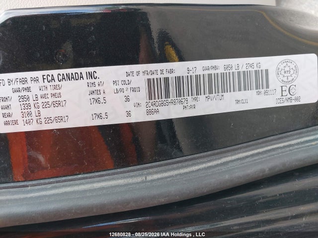 Aukcja sprzedaży 2017 Dodge Grand Caravan Cvp/sxt, vin: 2C4RDGBG5HR870679, numer aukcji: 12680828