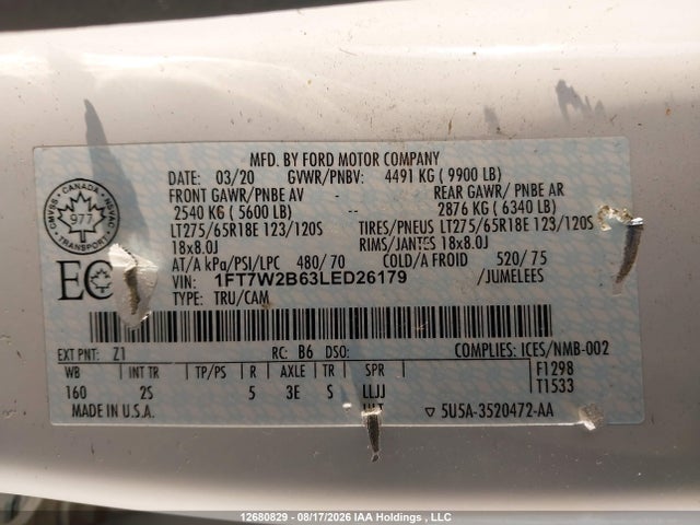 Ford F250 Super Duty 2020 1FT7W2B63LED26179 Image 19