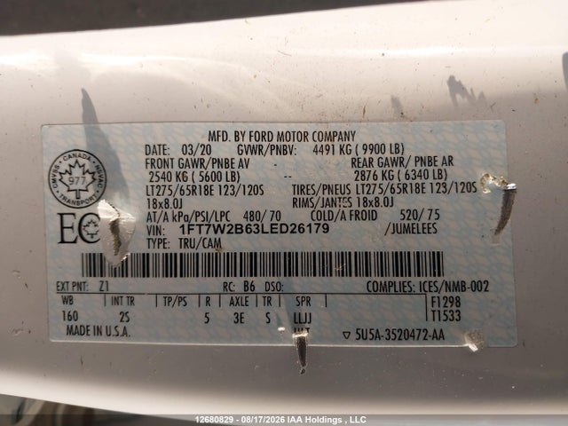 Ford F250 Super Duty 2020 1FT7W2B63LED26179 Image 9
