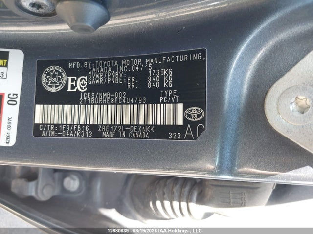 2T1BURHE8FC404793 Toyota COROLLA LE