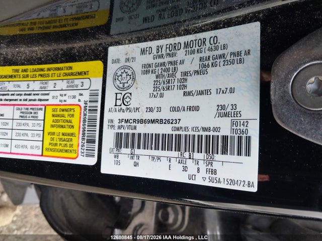 Ford Bronco Sport Big Bend 2021 3FMCR9B69MRB26237 Image 9