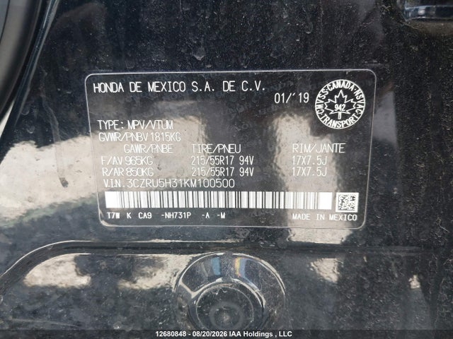 Honda HR-V LX 2019 3CZRU5H31KM100500 Image 20