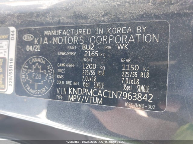 Продаж на аукціоні авто 2022 Kia Sportage Lx/lx Nightsky Edition, vin: KNDPMCAC1N7963842, номер лоту: 12680856