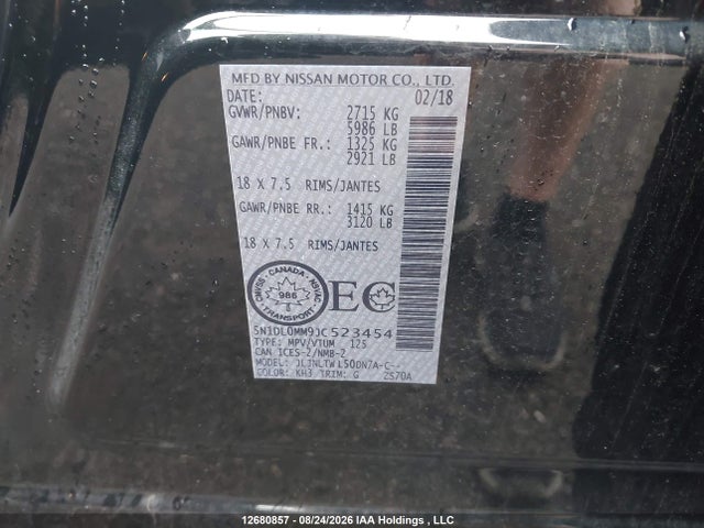 12680857 :رقم المزاد ، 5N1DL0MM9JC523454 vin ، 2018 Infiniti Qx60 مزاد بيع