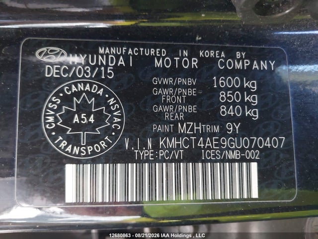Hyundai Accent Le 2016 KMHCT4AE9GU070407 Image 9