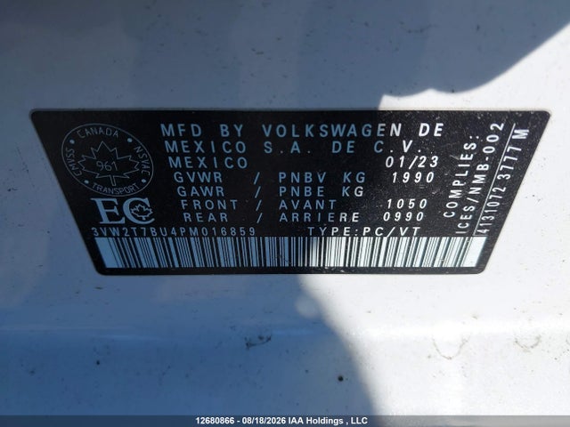Aukcja sprzedaży 2023 Volkswagen Jetta Gli Autobahn, vin: 3VW2T7BU4PM016859, numer aukcji: 12680866