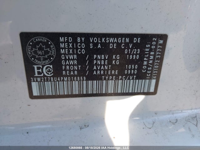 Aukcja sprzedaży 2023 Volkswagen Jetta Gli Autobahn, vin: 3VW2T7BU4PM016859, numer aukcji: 12680866