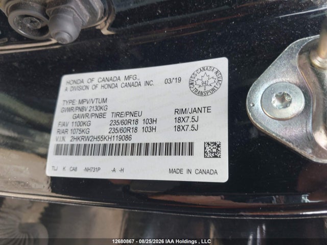 Honda CR-V EX 2019 2HKRW2H55KH119086 Image 9