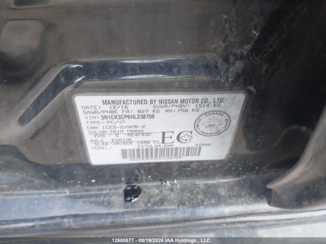 3N1CK3CP6HL238759 Nissan Micra S/sr/sv