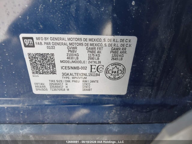 GMC Terrain Sle 2022 3GKALTEV2NL151194 Image 9