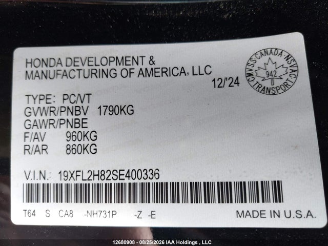 Honda Civic Sport 2025 19XFL2H82SE400336 Image 9