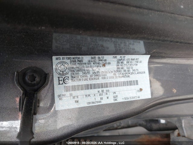 Продажа на аукционе авто 2012 Ford Focus Se, vin: 1FAHP3K25CL459208, номер лота: 12680915