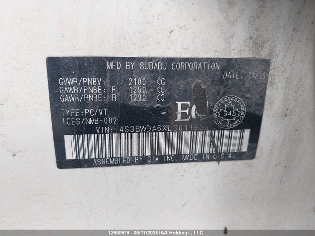 4S3BWDA6XL3011933 Subaru Legacy Convenience