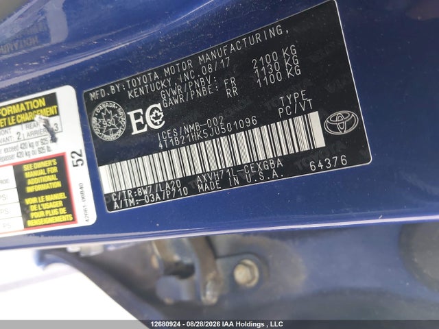 Toyota Camry 2018 4T1B21HK5JU501096 Image 9
