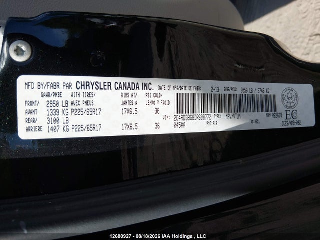 Aukcja sprzedaży 2013 Dodge Grand Caravan Se, vin: 2C4RDGBG8DR698772, numer aukcji: 12680927