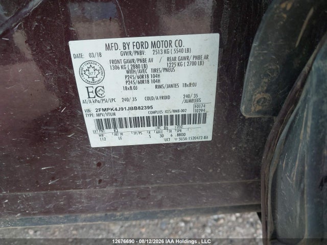 Ford EDGE SEL 2018 2FMPK4J91JBB82395 Image 18
