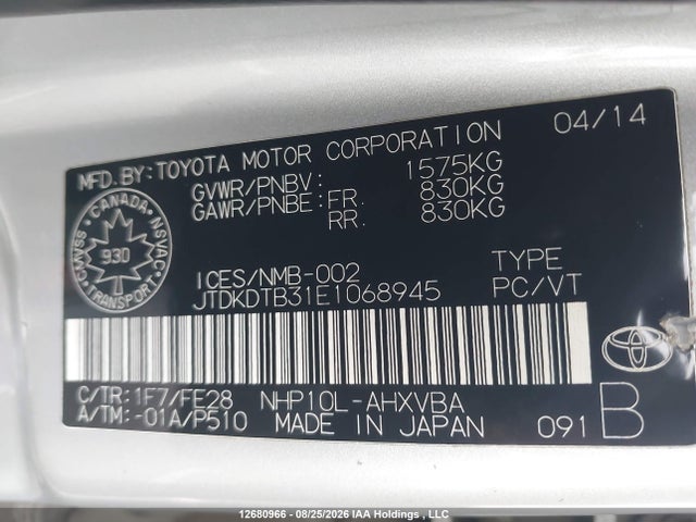 JTDKDTB31E1068945 Toyota Prius C Technology